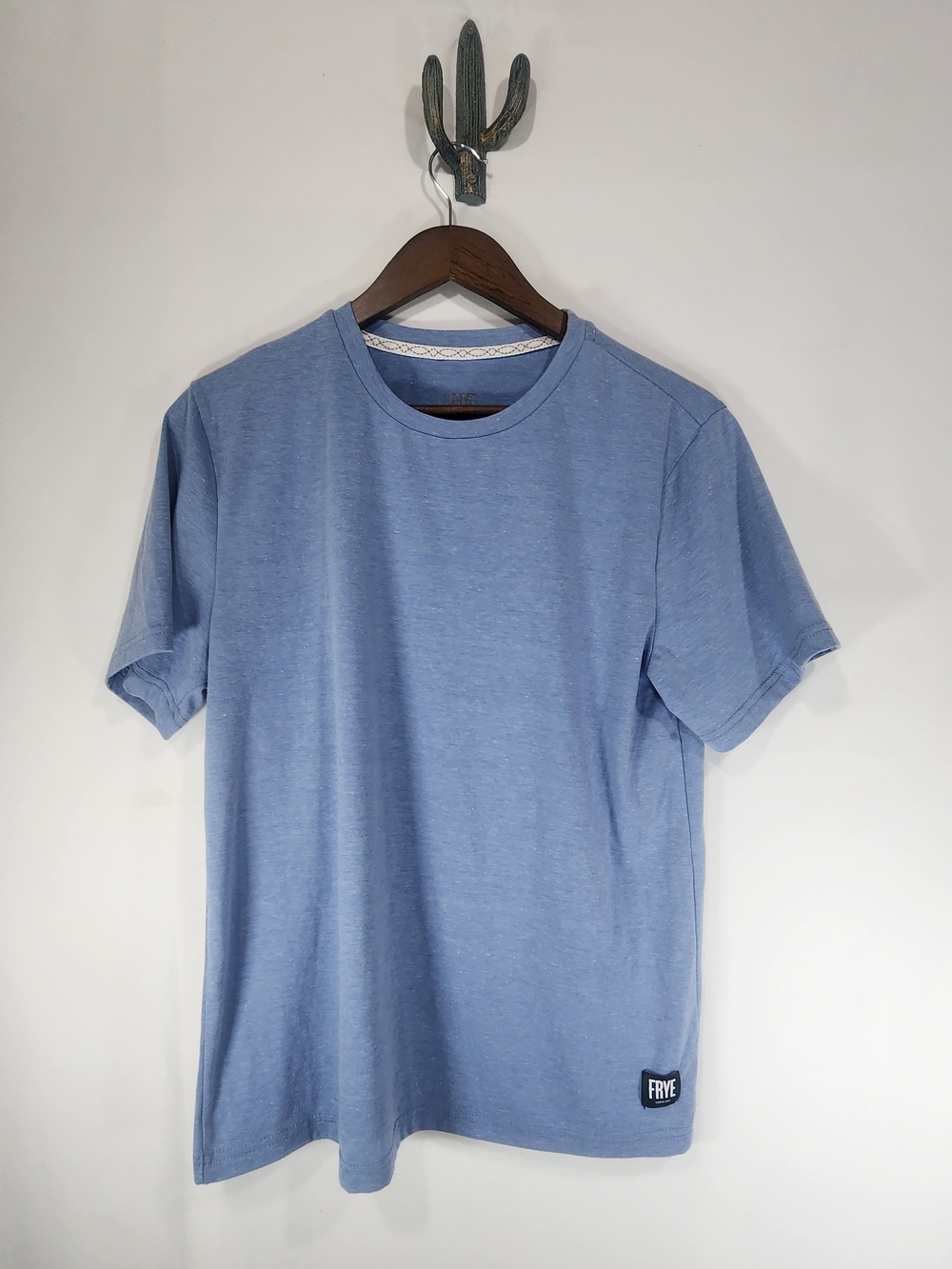FRYE Men's Short Sleeve Graphic T-Shirt Blue Heathered Crewneck Size Small